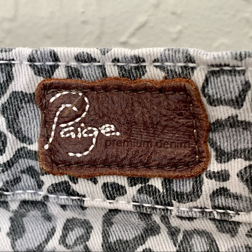 PAIGE Peg Skinny Jeans Grey Animal Print Mid-Rise Ankle Stretch Size 30 - Picture 11 of 14